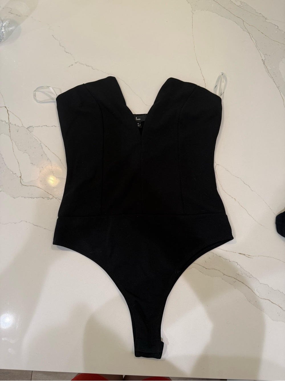 Lulu's Black Strapless-Style Sweetheart Bodysuit